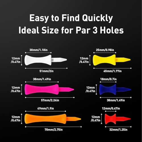 Amy Sport Golf Tees Step Down Plastic Unbreakable 50 Pack Reusable Bulk Professional Height Control Castle Tee for Practice