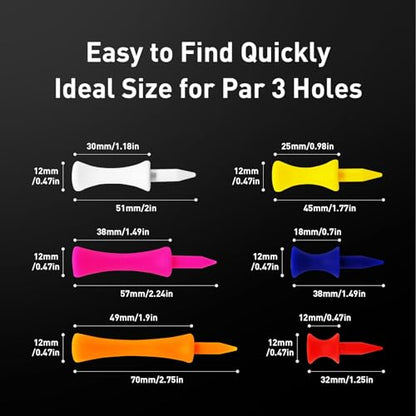 Amy Sport Golf Tees Step Down Plastic Unbreakable 50 Pack Reusable Bulk Professional Height Control Castle Tee for Practice