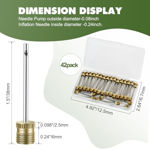 20 Pack Brass Ball Pump Needles with Storage Case - Heavy Duty No Break Air Pump Needles for Basketball