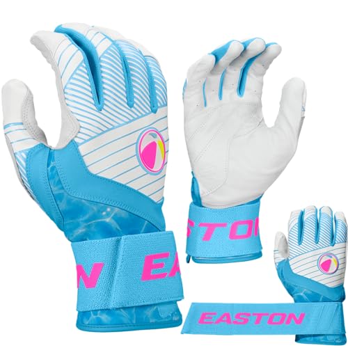 Easton Easton | Walk-Off Ethos Locked-in Baseball Batting Gloves | Compression Wrist Strap | Youth Sizes | Multiple Colors - color: Pool Party, size: Small