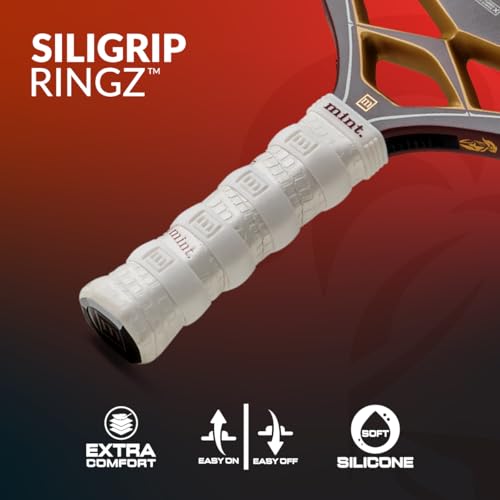 Siligrip Ringz Racket, Non-Slip Silicone Pickleball Paddle Grip Bands, Vibration Dampening Overgrip Alternative for Pickleball, Padel, Tennis, Badminton & Squash, 4 Pack - color: White