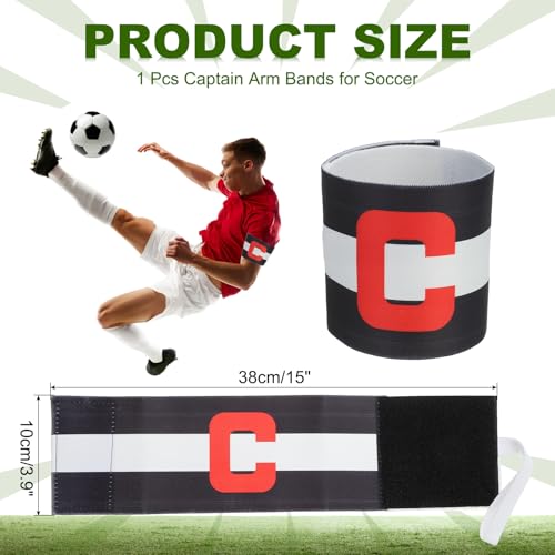 PATIKIL Soccer Captain Armband, Captain Arm Bands for Soccer Elastic Captain C Arm Bands Sports Captain Armbands for Youth Adult Football Team Training - color: Black/White
