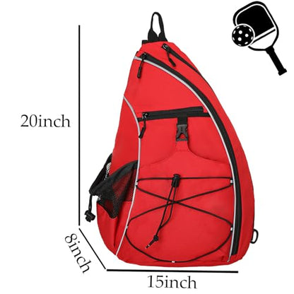 Goloni Pickleball Sling Bag for Men Women, Lightweight Pickleball Backpack with Fence Hook - color: Red