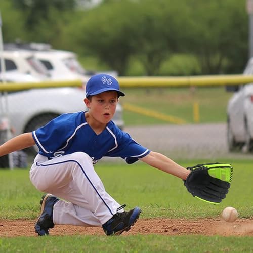 Baseball Glove, Softball Glove, Baseball Mitt, 10.5''-12.5'' for Youth Adult Training and Beginner Play, Synthetic Leather Outfield Mitts, Right Hand Throw - color: Black,Green, size: 11.5"