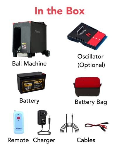 Portable Tennis Ball Machine (26lbs) - Dual Motor for TopSpin and Backspin, 80+ Balls, Max 68MPH, 4+ Hours Play with External Lithium Battery - style: N1 Ball Machine + Oscillator Combo