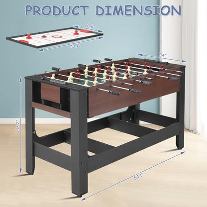 RAYKEEP 54" 4-in-1 Swivel Multi Game Table - Combo Game Table Set for Youth, Adults - Indoor and Outdoor Arcade Sports Table - Air Hockey, Billiards, Foosball, Ping Pong for Home, Game Room