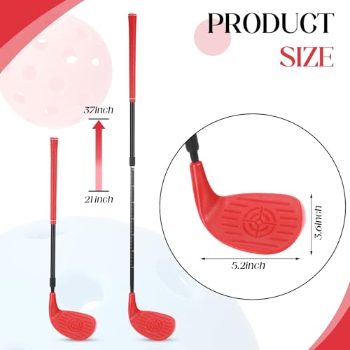 Realspring Backyard Golf Club Set Adjustable Golf Club for Backyard Game Plastic Chipping Clubs Plastic Balls Outdoor Indoor Training Practice Gift for Adults(Red,Left Hand) - style: Left Hand