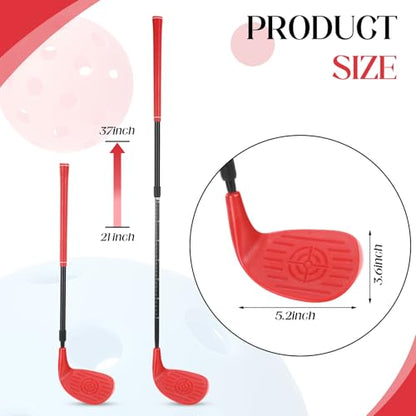 Realspring Backyard Golf Club Set Adjustable Golf Club for Backyard Game Plastic Chipping Clubs Plastic Balls Outdoor Indoor Training Practice Gift for Adults(Red,Left Hand) - style: Left Hand