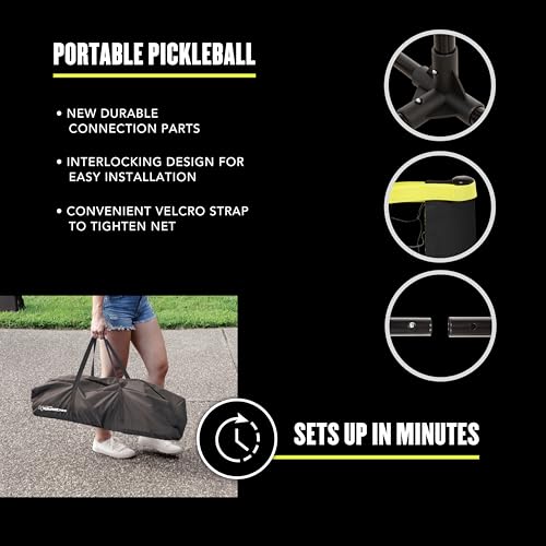 Triumph Sports 4-Square Pro Combo Game, 2-in-1 Portable Pickleball Set with 4 Wooden Paddles, 2 Balls, 2 Chalk Sticks, a 4-Square Pickleball Net & Carry Bag