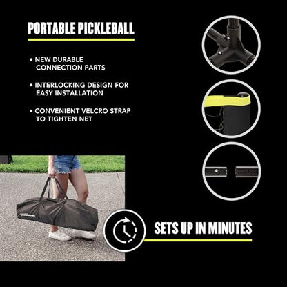 Triumph Sports 4-Square Pro Combo Game, 2-in-1 Portable Pickleball Set with 4 Wooden Paddles, 2 Balls, 2 Chalk Sticks, a 4-Square Pickleball Net & Carry Bag