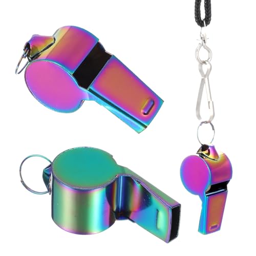 Mabor 2Pcs Coaches Whistle with Lanyard Metal Stainless Steel Sports Whistle Loud Sound for Coaches Referees Coaching Official Kids Teacher