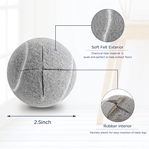 Macarrie 40 Pieces Precut Tennis Balls for Chairs Tennis Ball Chairs Foot Covers for Furniture Leg Classroom Floor Protection Chair Desk Legs Coverings(Gray) - color: Grey