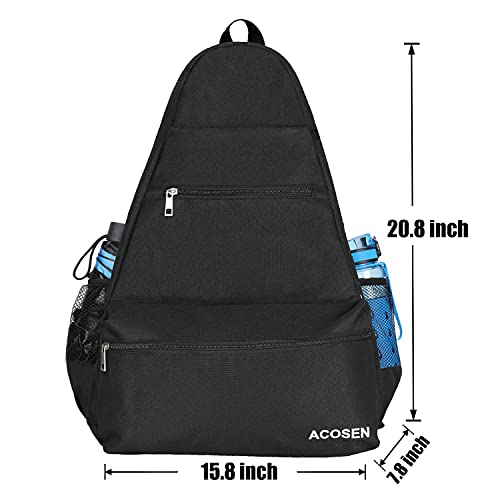 ACOSEN Tennis Bag Tennis Backpack - Large Tennis Bags for Women and Men to Hold Tennis Racket,Pickleball Paddles, Badminton Racquet, Squash Racquet,Balls and Other Accessories - color: Black - B