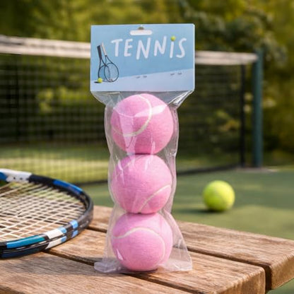 Tennis Balls 3 Pack with Standard Elasticity, Daily Training and Practice Tennis Balls, Pink, Green, Yellow