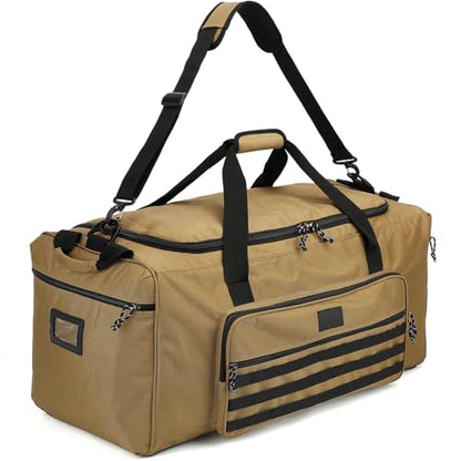 120L Extra Large Gym Duffle Bag for Men Women with Shoes Compartment Heavy Duty Tactical Sports Duffel Bag Big Football Baseball Basketball Soccer Hockey Team Equipment Bag, Brown - color: Brown