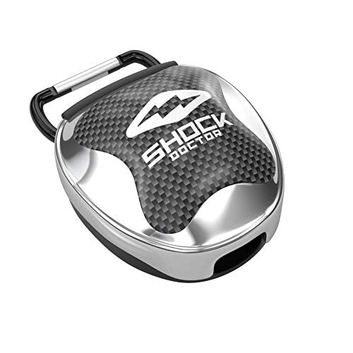 Shock Doctor Mouth Guard Case, Ventilated, Universal Storage for Mouthguard, Adult & Youth Sizes - color: Chrome Silver
