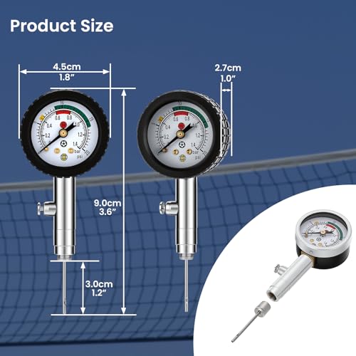 MEASUREMAN Multi-Sport Ball Pressure Gauge with Deflation Button 0-20PSI/0-1.4 Bar & Color-Coded, 3.6x1.8in Lightweight for Soccer, Football, Basketball, Volleyball Pressure Measurement