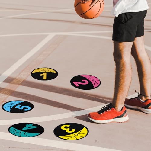 5 PCS Basketball Spot Markers (1-5) – 9 Inch Large Size, Anti-Slip PVC Floor Dots for Agility, Dribbling & Shooting Drills