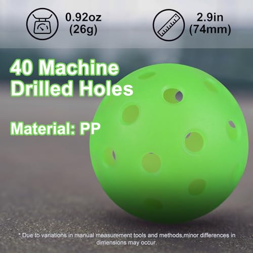 Pickleball Balls, Outdoor Glow in The Dark Pickleballs with Mesh Bag, Luminous Gifts, Light Up Green, High Visibility & Durable for Training
