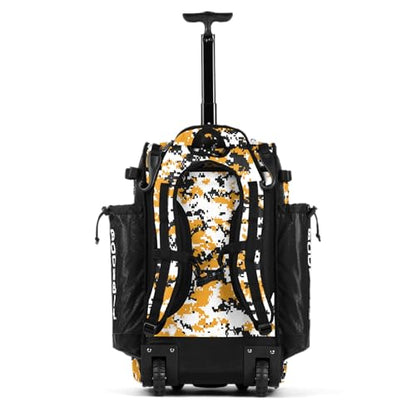 Boombah Catchers Superpack Hybrid Rolling Digital Camo Bat Bag - Multiple Colors - Wheeled & Backpack Version - color: Black/Gold