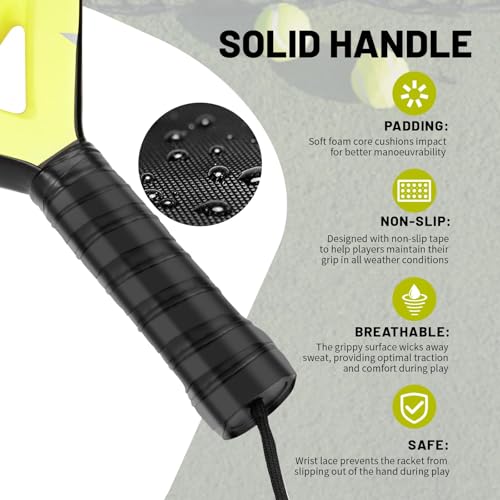 Hikeen Padel Racket Carbon Fiber Surface - EVA Memory Lightweight Paddle Racket with 3 Tennis Balls & Carry Case for Adults and Teenagers