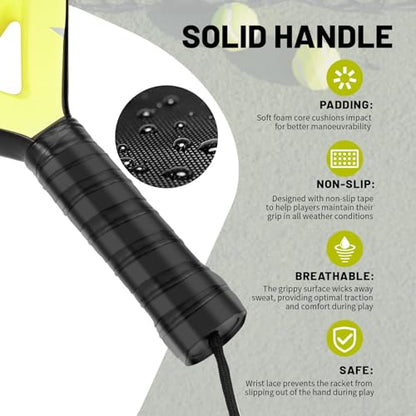 Hikeen Padel Racket Carbon Fiber Surface - EVA Memory Lightweight Paddle Racket with 3 Tennis Balls & Carry Case for Adults and Teenagers