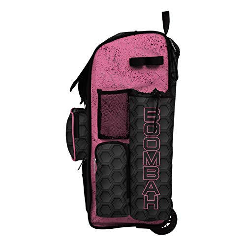 Boombah Rolling Superpack 2.0 3DHC Baseball/Softball Gear Bag - 23-1/2" x 13-1/2" x 9-1/2" - Multiple Colors - Telescopic Handle and Holds 4 Bats - Wheeled Version - color: Black/Pink