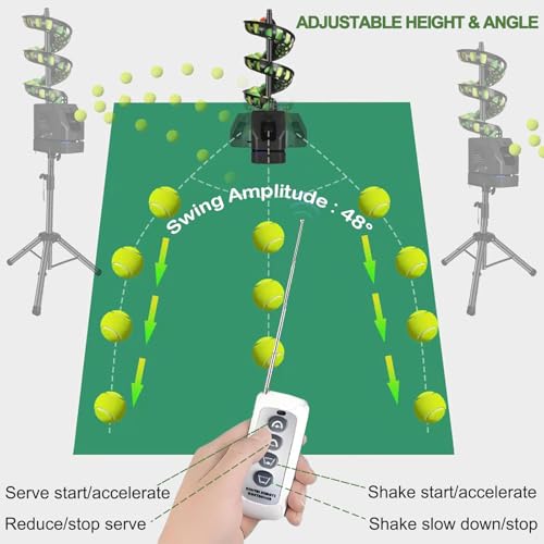 Automatic Tennis Ball Machine, Portable Remote Control Tennis Ball Server Machine, Adjustable Height (60~105cm) & Angle, Smart Ball Thrower
