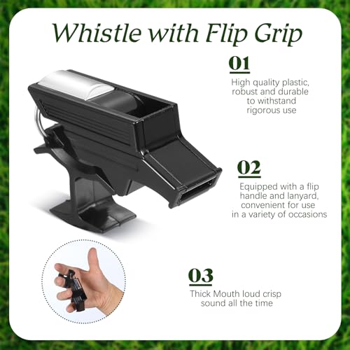Relaxweex 2 Sets Finger Grip Referee Whistle Soccer Coach Whistles with Fingers Flip Grip Football Hockey Hand Whistle Metallic Loud Sports Whistle with Rubber Sleeve for Coaches Polices