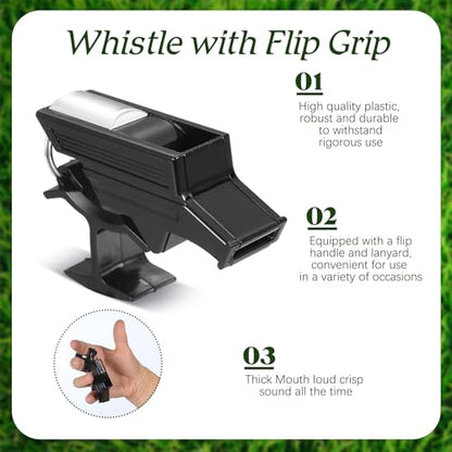 Relaxweex 2 Sets Finger Grip Referee Whistle Soccer Coach Whistles with Fingers Flip Grip Football Hockey Hand Whistle Metallic Loud Sports Whistle with Rubber Sleeve for Coaches Polices
