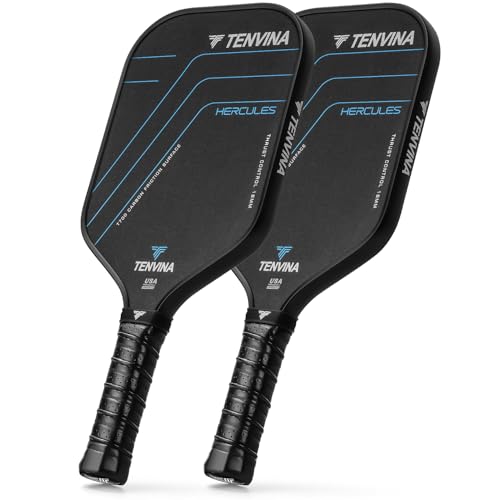 TENVINA Pickleball Paddles, Multi-Layer T700SC Textured Carbon Fiber Pickleball Paddle, Pickle Ball Paddle with Strong Spin & Power Surface, 4-Types of Shapes and Thicknesses, USAPA Approved - style: 2-Pack of Carbon-Elongated-16MM