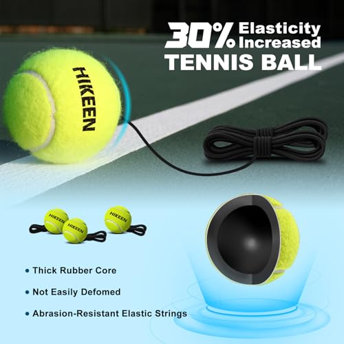 Hikeen Premium Tennis Trainer Rebound with Metal Base,Portable Solo Tennis Trainer Set with 3 Highly Elastic String Balls,Tennis Practice Equipment for Adult Kids an Beginners - style: Blue