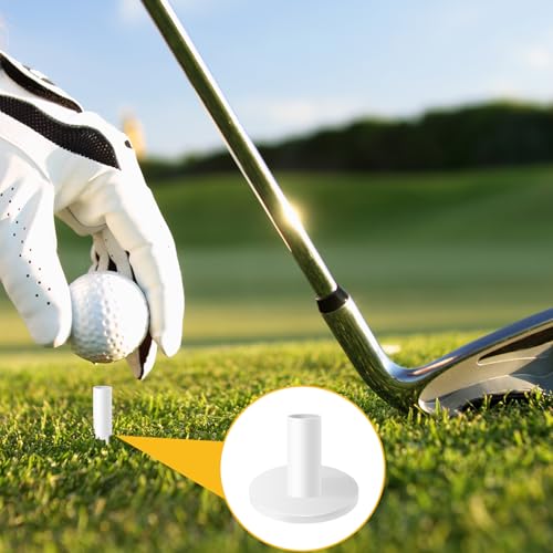 Rubber Golf Tees, 8 Pack Mixed Size Golf Tees for Mats, Durable Rubber Tees for Driving Range, Indoor & Outdoor Golf Practice (White)