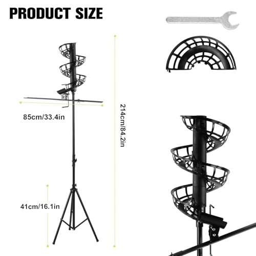 Single-Person Swing Practice Trainer with Extra Track Hold 33 Balls Fixed Frequency Tennis Ball Non-Electric Height Adjustable for Beginners and Children