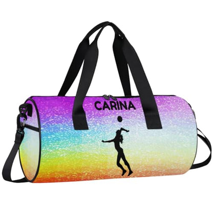 Personalized Kids Volleyball Sport Duffel Bag with Custom Name Carry On Sleepover Weekender Travel Bag