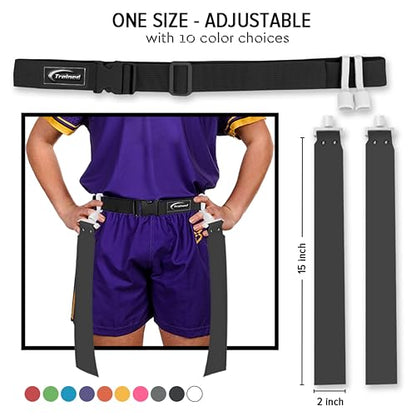 Trained Flag Football Set – Adjustable Flag Football Belt with 2 Flags & Audible Pop – Durable Flag Football Gear for Youth, Kids & Adults