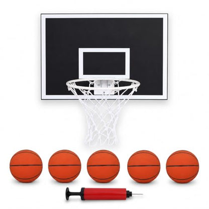 MVP Mini Indoor Basketball Hoop & Ball Set in Solid red Cedar Made in USA. Unique Over The Door or Wall Option 5 Mini Basketballs for Indoor Fun.