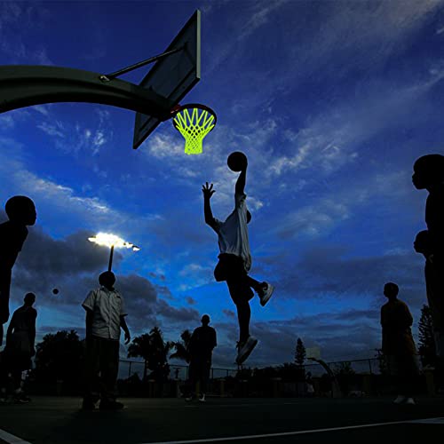 NEIJIANG Glow Basketball Net, Nightlight Basketball Net Luminous Outdoor Portable Sun Powered Sport Nylon (Green) - color: Green