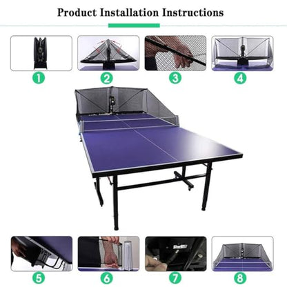 Automatic Ping Pong Ball Machine,Portable Table Tennis Ball Launcher Trainer with Catch Net & Remote Control,Ping-Pong Practicing Training Robot Equipment,for Schools Stadium Gyms