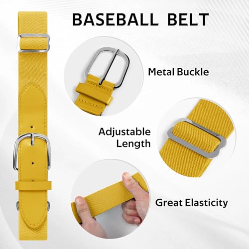 Cooraby 3 Pairs Youth Baseball Socks and Belt Combo Adjustable Softball Football Socks and Baseball Belts for Boys Girls