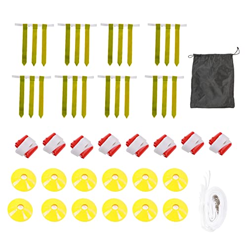 Flag Football Belt Set - 14 Adjustable Nylon Belts 42 Detachable PVC Flags 12 Training Cones for Team Sports - color: Red and Yellow