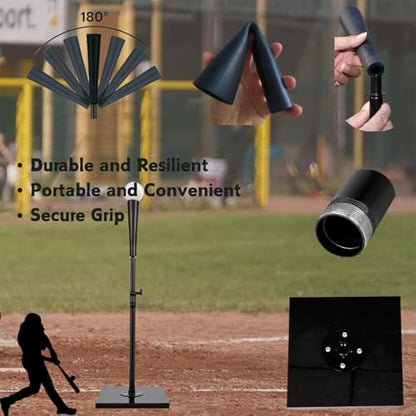 Portable Batting Tee for Baseball & Softball Heavy Duty Adjustable Height 23.25"-35.5" Hitting Tee, Rubber Top, Metal Shaft & Plastic Base for Kids & Youth