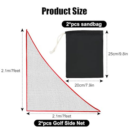 6-10ft 1/2PCS Nylon Side Net Golf Accessory with 1 Sang Bag, Easy to Install Side Net for Golf Nets and Simulator Premium Sports Net Hitting Nets (Red/Black) - style: Red-7x7ft 2Pcs
