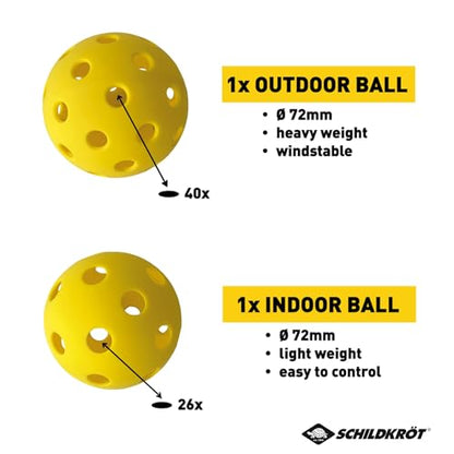 Schildkröt® Pickleball Set with 2 Rackets, 1 Indoor and 1 Outdoor Ball, 1 Carrying Bag, for Beginners and Advanced Players