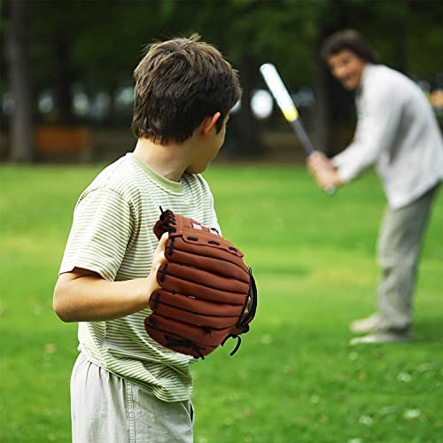 Baseball Glove,Baseball Softball Mitt with Ball for Kids Youth Adults Training and Beginner,Right Hand Throw,Left Hand Glove - color: Brown, size: 9.5"