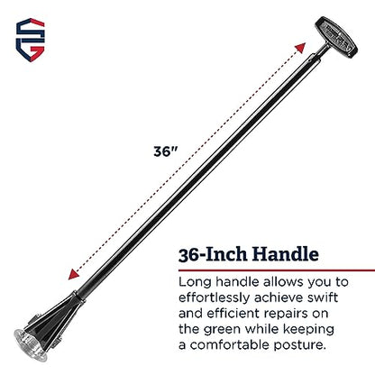 Standard Golf Company Greenskeeper Ball Mark Repair Tool – Effortlessly Restore Divots on The Green with 36 Inch Handle | Streamlined Repairs, Back-Saving Design | Ideal for Golf Courses and Players