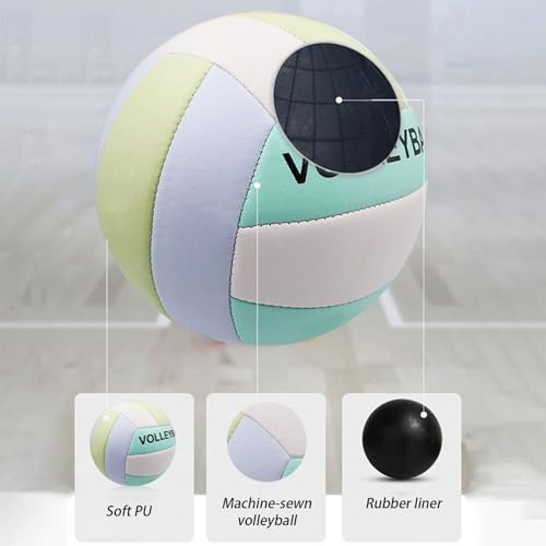 Beach Volleyball - Waterproof Indoor Outdoor Ball, Duraable Pu Leather Soft Volleyball Toy | Long Lasting Sports Training Game for Youth Adults Kids Girls Boys Gym Recreational Play Fun Athletic