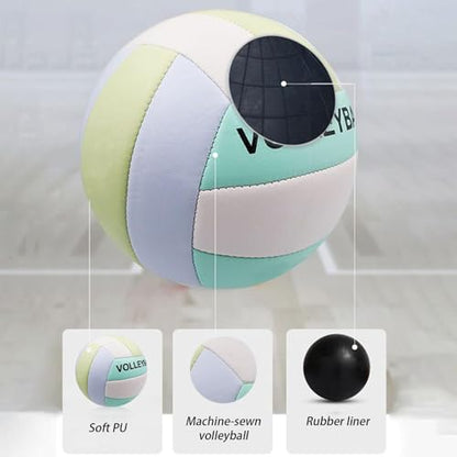 Beach Volleyball - Waterproof Indoor Outdoor Ball, Duraable Pu Leather Soft Volleyball Toy | Long Lasting Sports Training Game for Youth Adults Kids Girls Boys Gym Recreational Play Fun Athletic