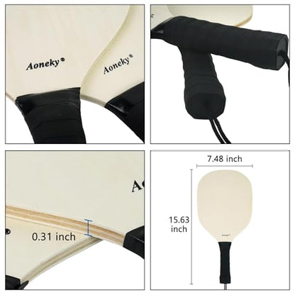 Aoneky Wood Pickleball Paddle Set for Indoor or Outdoor - style: Paddles with Net & Boundary Markers