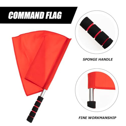 Happyyami Commanding Flag Set with Comfortable Sponge Handle & Stainless Steel Poles 18.11X13.77In High Visibility Red Traffic Signal Flags for Soccer Linesman and Outdoor Sports